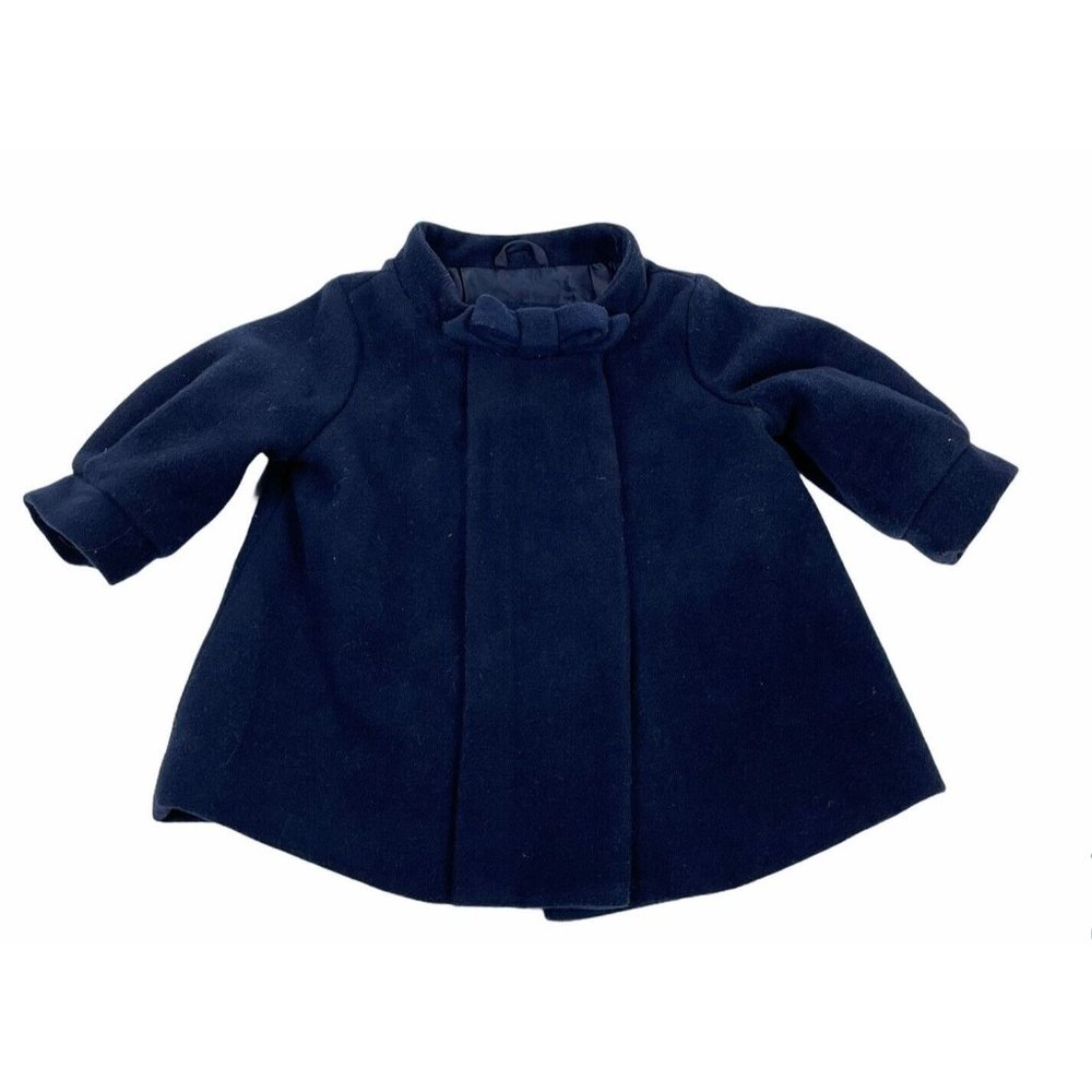 BABY GAP GIRL'S 3-6 Months NAVY BLUE BOW SHIFT COAT FANCY WARM WINTER 3 6 M